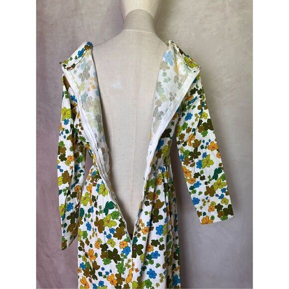 1970s Flower Power Maxi Dress Day Glo - Picture 8 of 12